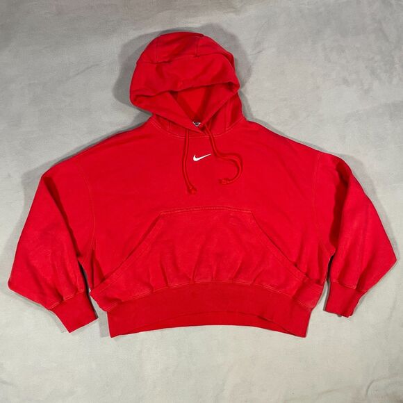 Nike Tops - Nike Phoenix Fleece Womens Sz Small Oversized Pullover Hoodie Crop Center Swoosh